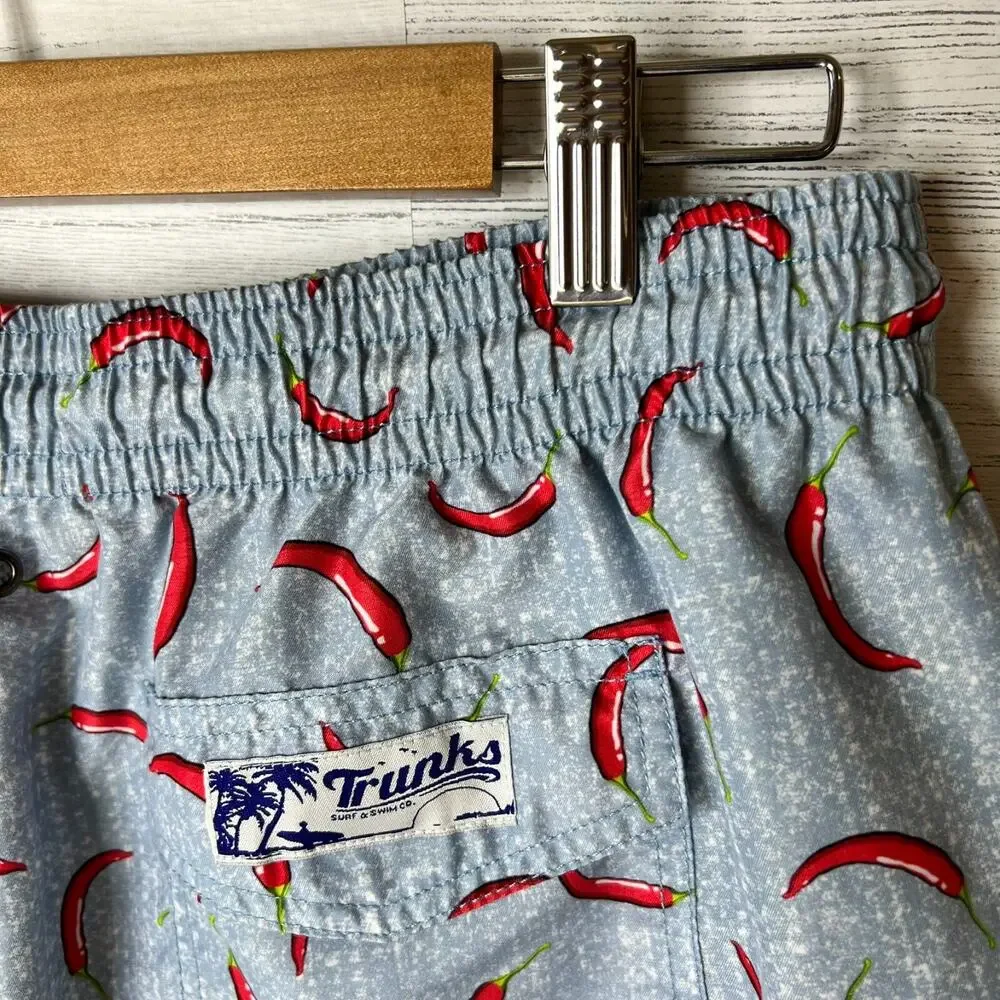 Trunks Surf & Swim Co. Swim Shorts Mens Size L/G Blue Red Hot Chili Pepper